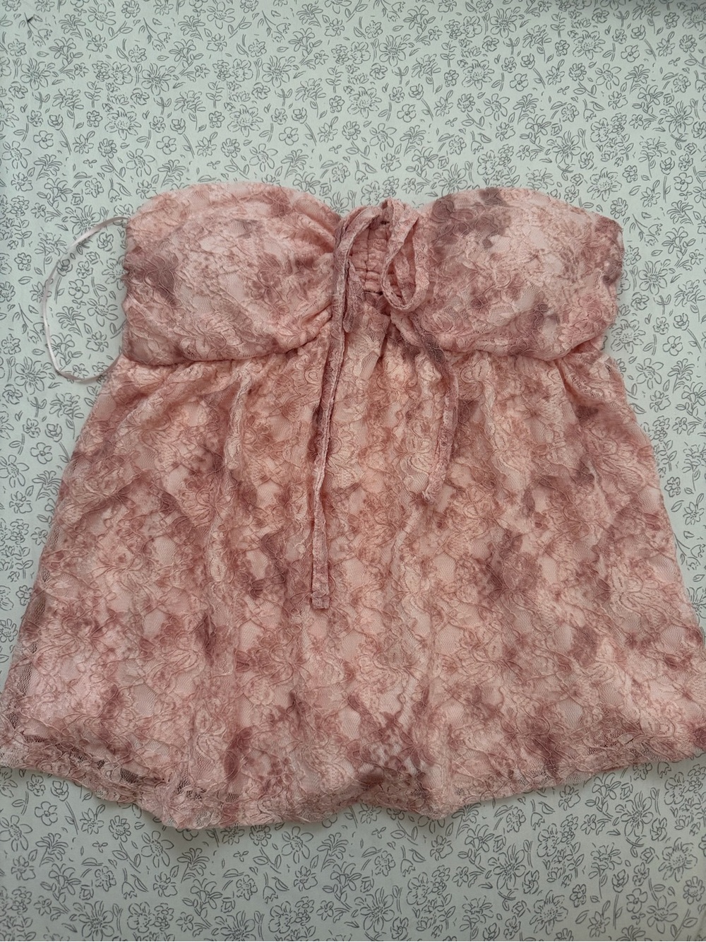 Strapless Lace Babydoll Tube Top in Dusty Rose